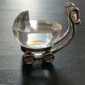 Vintage Mini Baby Carriage Crystal Figurine